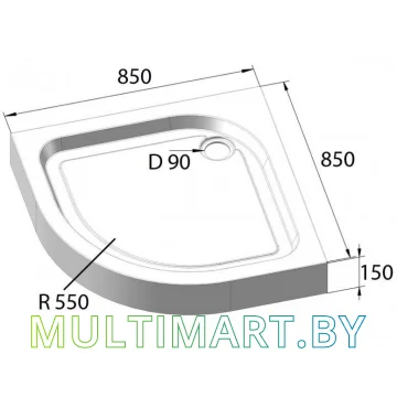 Душевой поддон BelBagno TRAY-BB-R-85-550-15-W картинка 7